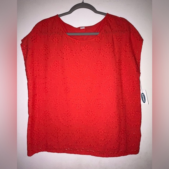Old Navy Tops - NWT Old Navy Red Eyelet Blouse